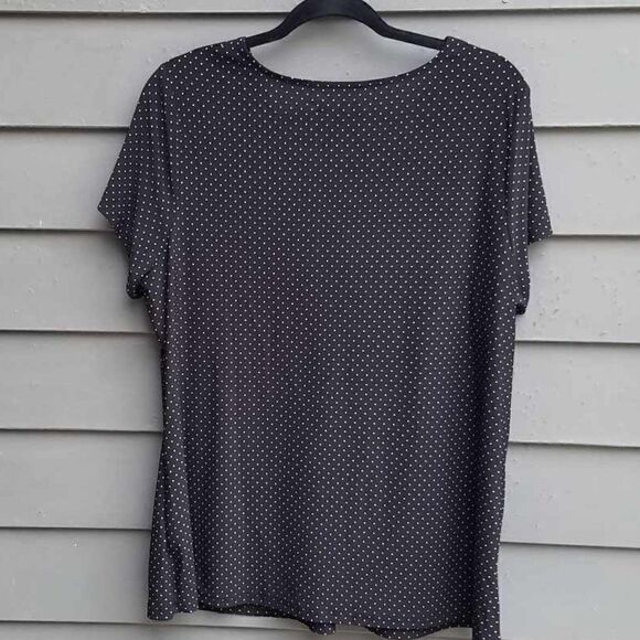 Chaps Black White Polka Dot Knit Top size 1X - Picture 4 of 8
